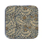 Brown Vintage Background Vintage Floral Pattern, Brown Square Metal Box (Black)