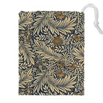 Brown Vintage Background Vintage Floral Pattern, Brown Drawstring Pouch (4XL)