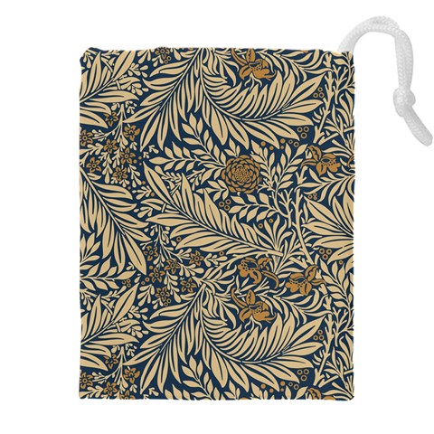 Brown Vintage Background Vintage Floral Pattern, Brown Drawstring Pouch (5XL) from ArtsNow.com Front