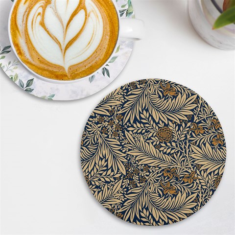 Brown Vintage Background Vintage Floral Pattern, Brown UV Print Round Tile Coaster from ArtsNow.com Front