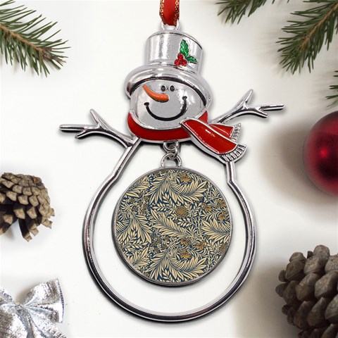 Brown Vintage Background Vintage Floral Pattern, Brown Metal Snowman Ornament from ArtsNow.com Front