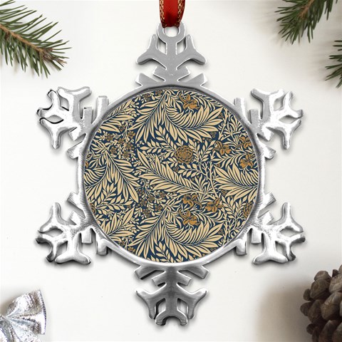 Brown Vintage Background Vintage Floral Pattern, Brown Metal Small Snowflake Ornament from ArtsNow.com Front