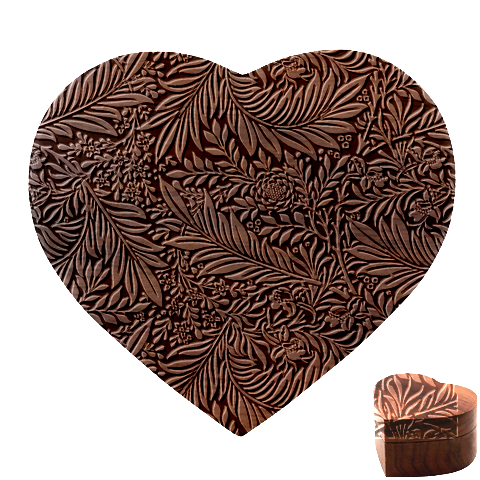 Brown Vintage Background Vintage Floral Pattern, Brown Heart Wood Jewelry Box from ArtsNow.com Front