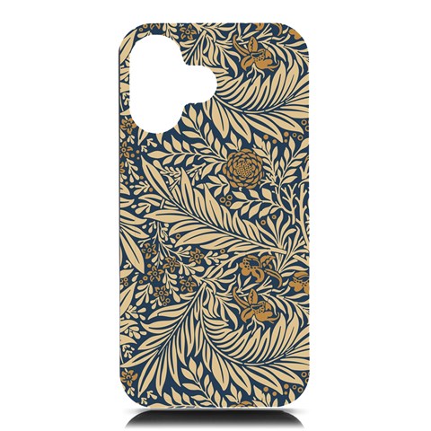 Brown Vintage Background Vintage Floral Pattern, Brown iPhone 16 Black UV Print PC Hardshell Case from ArtsNow.com Front