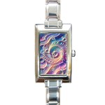 Abstract Fractal Art Swirl Pattern Rectangle Italian Charm Watch