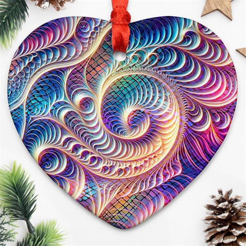 Abstract Fractal Art Swirl Pattern Ornament (Heart) from ArtsNow.com Front