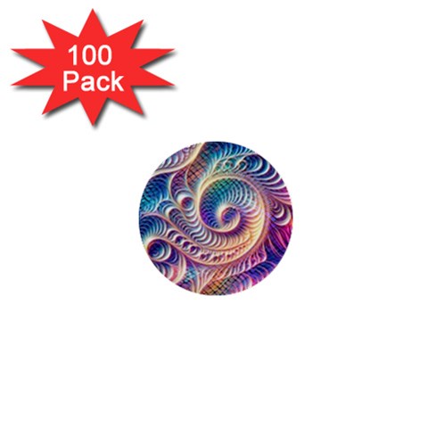 Abstract Fractal Art Swirl Pattern 1  Mini Buttons (100 pack)  from ArtsNow.com Front