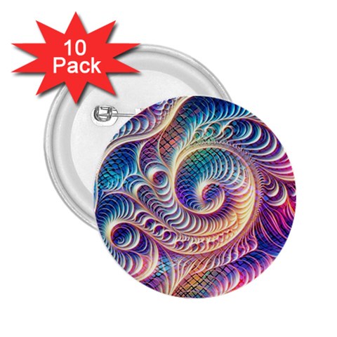 Abstract Fractal Art Swirl Pattern 2.25  Buttons (10 pack)  from ArtsNow.com Front