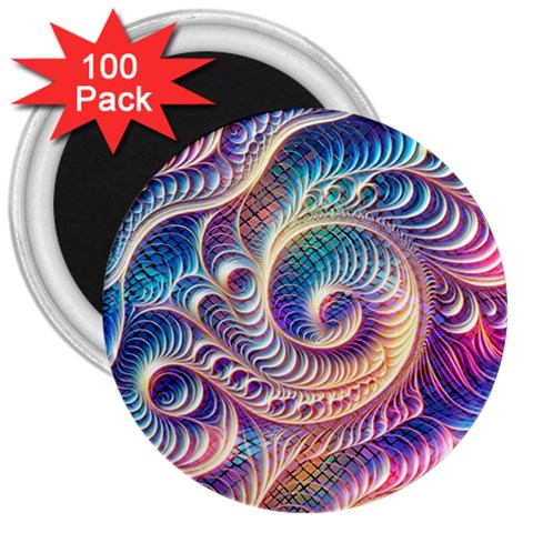 Abstract Fractal Art Swirl Pattern 3  Magnets (100 pack) from ArtsNow.com Front