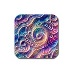 Abstract Fractal Art Swirl Pattern Rubber Coaster (Square)