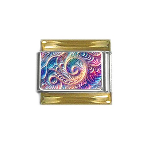 Abstract Fractal Art Swirl Pattern Gold Trim Italian Charm (9mm) from ArtsNow.com Front