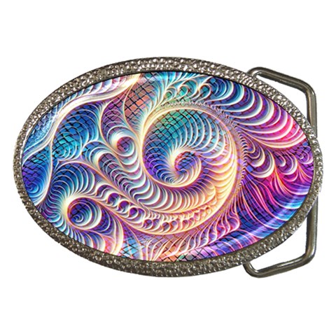 Abstract Fractal Art Swirl Pattern Belt Buckles from ArtsNow.com Front