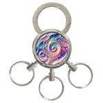 Abstract Fractal Art Swirl Pattern 3-Ring Key Chain