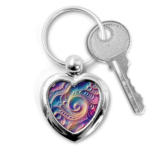 Abstract Fractal Art Swirl Pattern Key Chain (Heart) from ArtsNow.com Front