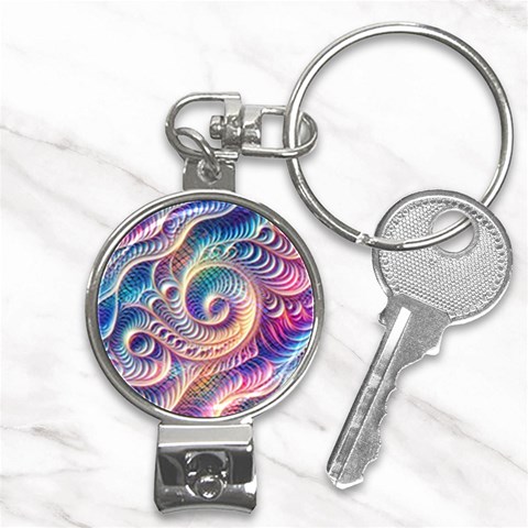 Abstract Fractal Art Swirl Pattern Nail Clippers Key Chain from ArtsNow.com Front