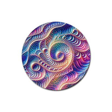 Abstract Fractal Art Swirl Pattern Rubber Coaster (Round) from ArtsNow.com Front