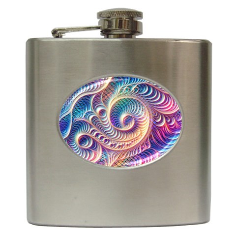 Abstract Fractal Art Swirl Pattern Hip Flask (6 oz) from ArtsNow.com Front