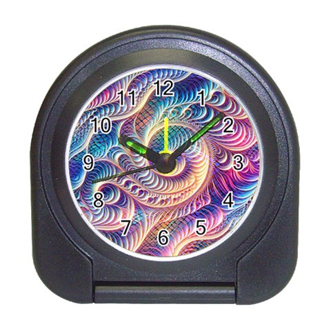 Abstract Fractal Art Swirl Pattern Travel Alarm Clock from ArtsNow.com Front