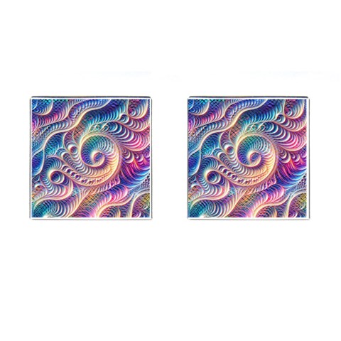 Abstract Fractal Art Swirl Pattern Cufflinks (Square) from ArtsNow.com Front(Pair)