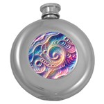 Abstract Fractal Art Swirl Pattern Round Hip Flask (5 oz)