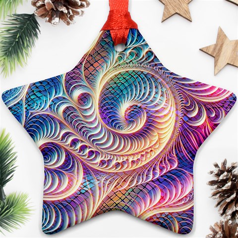 Abstract Fractal Art Swirl Pattern Star Ornament (Two Sides) from ArtsNow.com Front