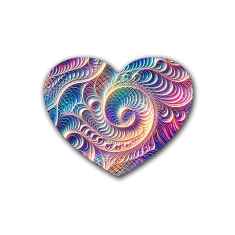 Abstract Fractal Art Swirl Pattern Rubber Coaster (Heart) from ArtsNow.com Front