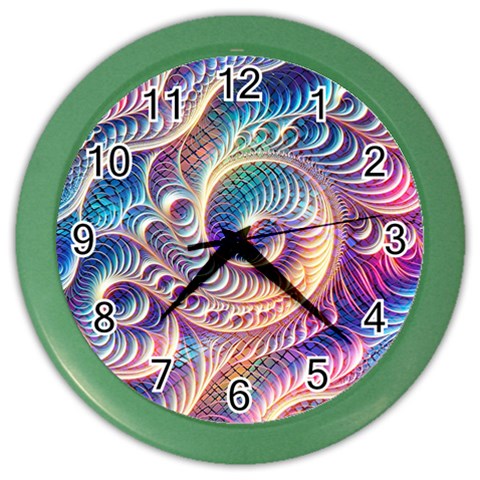 Abstract Fractal Art Swirl Pattern Color Wall Clock from ArtsNow.com Front