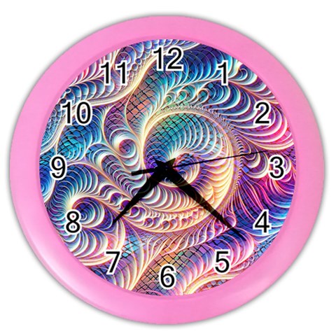 Abstract Fractal Art Swirl Pattern Color Wall Clock from ArtsNow.com Front