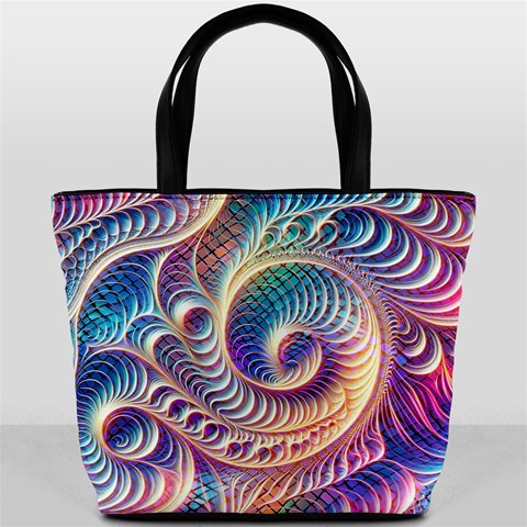 Abstract Fractal Art Swirl Pattern Bucket Bag from ArtsNow.com Front