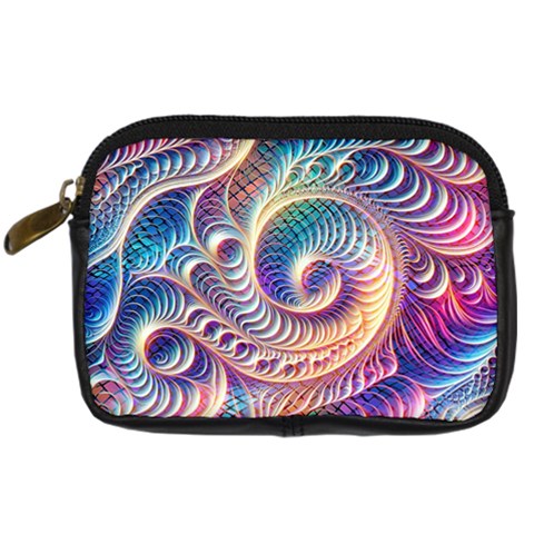 Abstract Fractal Art Swirl Pattern Digital Camera Leather Case from ArtsNow.com Front