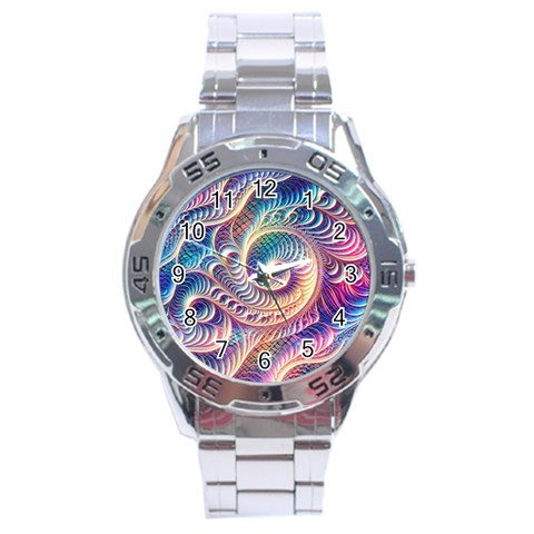 Abstract Fractal Art Swirl Pattern Stainless Steel Analogue Watch from ArtsNow.com Front