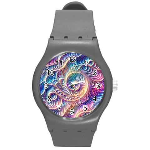 Abstract Fractal Art Swirl Pattern Round Plastic Sport Watch (M) from ArtsNow.com Front