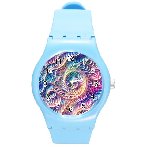 Abstract Fractal Art Swirl Pattern Round Plastic Sport Watch (M) from ArtsNow.com Front