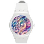 Abstract Fractal Art Swirl Pattern Round Plastic Sport Watch (M)