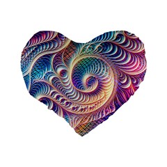 Abstract Fractal Art Swirl Pattern Standard 16  Premium Heart Shape Cushions from ArtsNow.com Back