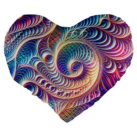 Abstract Fractal Art Swirl Pattern Large 19  Premium Heart Shape Cushions from ArtsNow.com Back