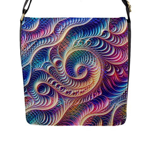 Abstract Fractal Art Swirl Pattern Flap Closure Messenger Bag (L) from ArtsNow.com Front