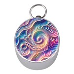 Abstract Fractal Art Swirl Pattern Mini Silver Compasses