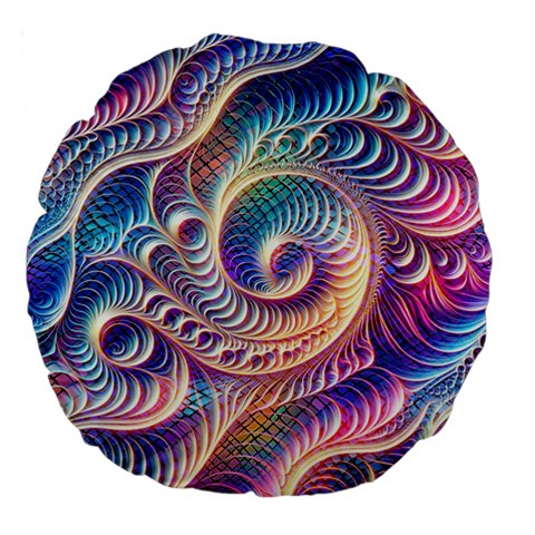 Abstract Fractal Art Swirl Pattern Large 18  Premium Flano Round Cushions from ArtsNow.com Front