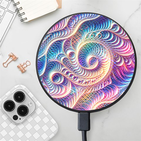 Abstract Fractal Art Swirl Pattern Wireless Fast Charger(Black) from ArtsNow.com Front