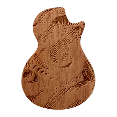 Abstract Fractal Art Swirl Pattern Guitar Shape Wood Guitar Pick Holder Case And Picks Set from ArtsNow.com Front