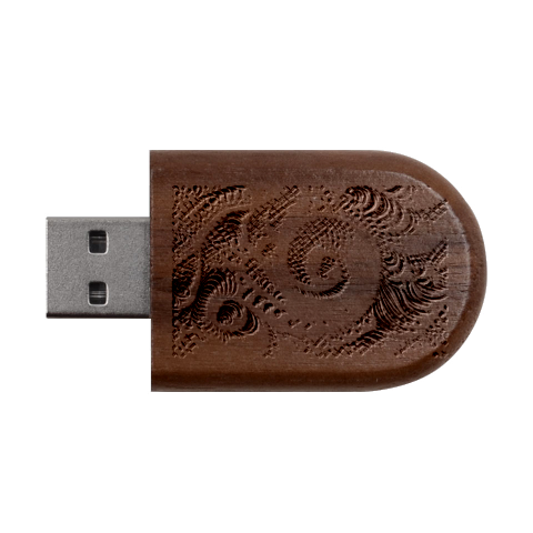 Abstract Fractal Art Swirl Pattern Wood Oval USB Flash Drive from ArtsNow.com USB