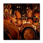 Candombe drums being tempered, montevideo, uruguay Tile Coaster