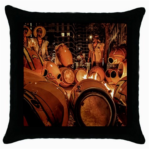 Candombe drums being tempered, montevideo, uruguay Throw Pillow Case (Black) from ArtsNow.com Front