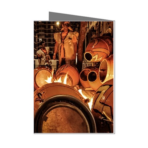 Candombe drums being tempered, montevideo, uruguay Mini Greeting Cards (Pkg of 8) from ArtsNow.com Left