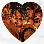 Candombe drums being tempered, montevideo, uruguay Jigsaw Puzzle (Heart)