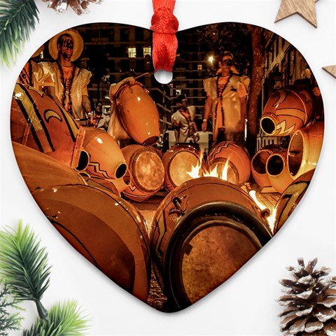 Candombe drums being tempered, montevideo, uruguay Heart Ornament (Two Sides) from ArtsNow.com Back