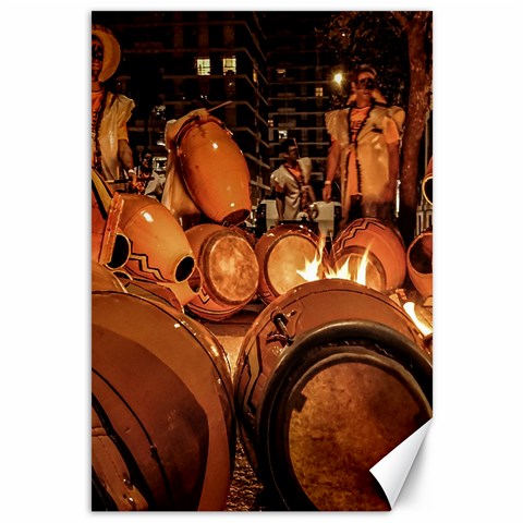 Candombe drums being tempered, montevideo, uruguay Canvas 12  x 18  from ArtsNow.com 11.88 x17.36  Canvas - 1