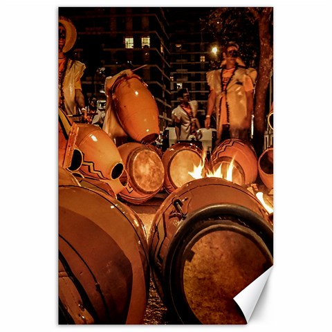 Candombe drums being tempered, montevideo, uruguay Canvas 20  x 30  from ArtsNow.com 19.62 x28.9  Canvas - 1