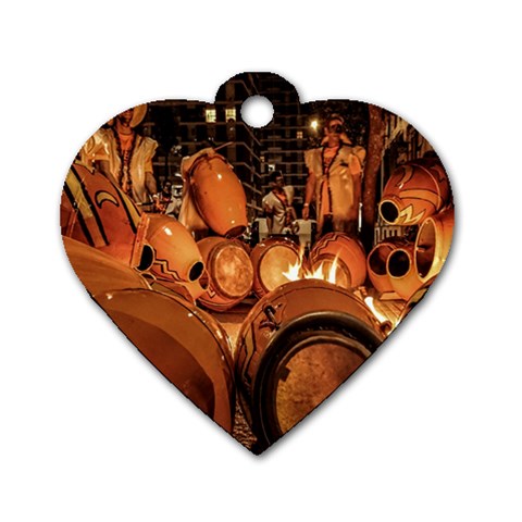 Candombe drums being tempered, montevideo, uruguay Dog Tag Heart (One Side) from ArtsNow.com Front